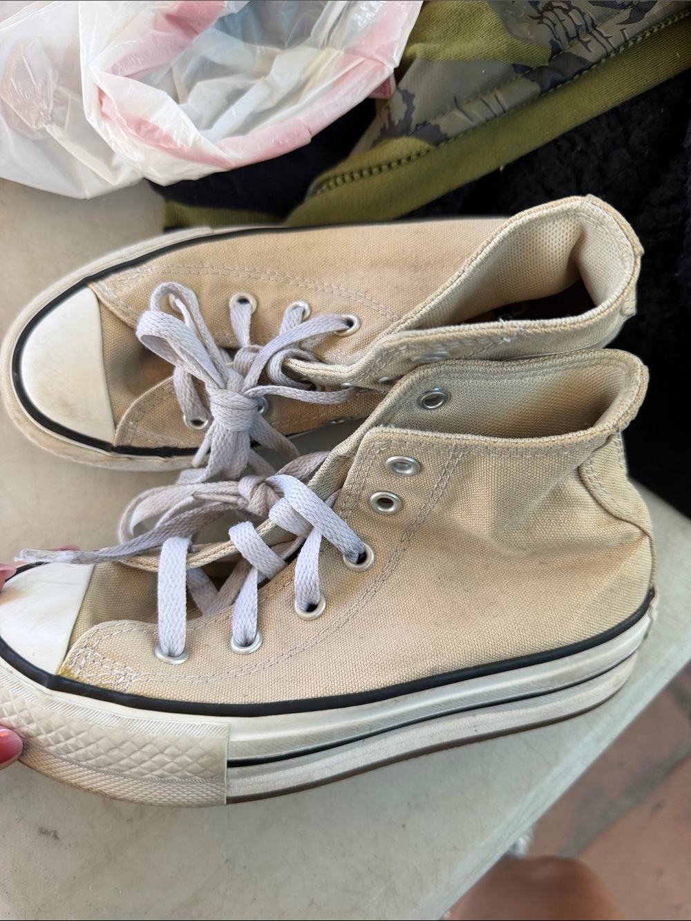 Converse Kids High-Top Sneakers in Beige with White Accents